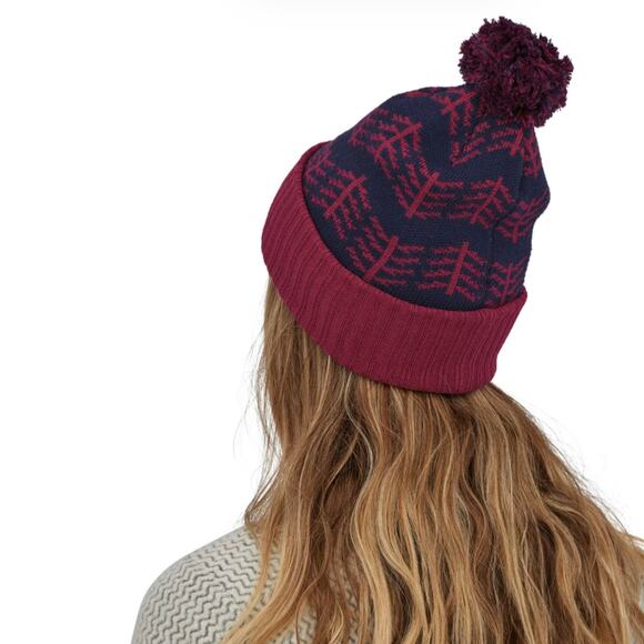 Patagonia Powder Town Beanie Adult Unisex New $49 Wax Red Pompom Stocking Cap - Picture 4 of 4